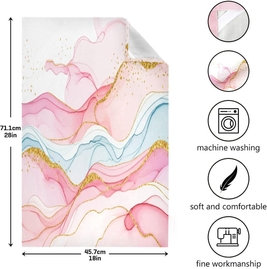 Art Pastel Pink Golden Sage Dish Towels Set Kitchen Decor Cute Tea Towels Rags Washcloths Absorbent Soft 18 x 28 Inch, 6 Packs