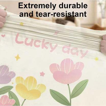 Pink Floral Print Plastic Trash Bags, Strong Drawstring Garbage Bags for Kitchen & Household
