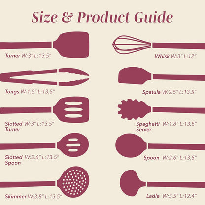 Silicone Cooking Utensils, Kitchen Utensil Set, Easy to Clean Silicone Kitchen Utensils, Cooking Utensils for Nonstick Cookware, Kitchen Gadgets Set, 10 Pieces, Rose