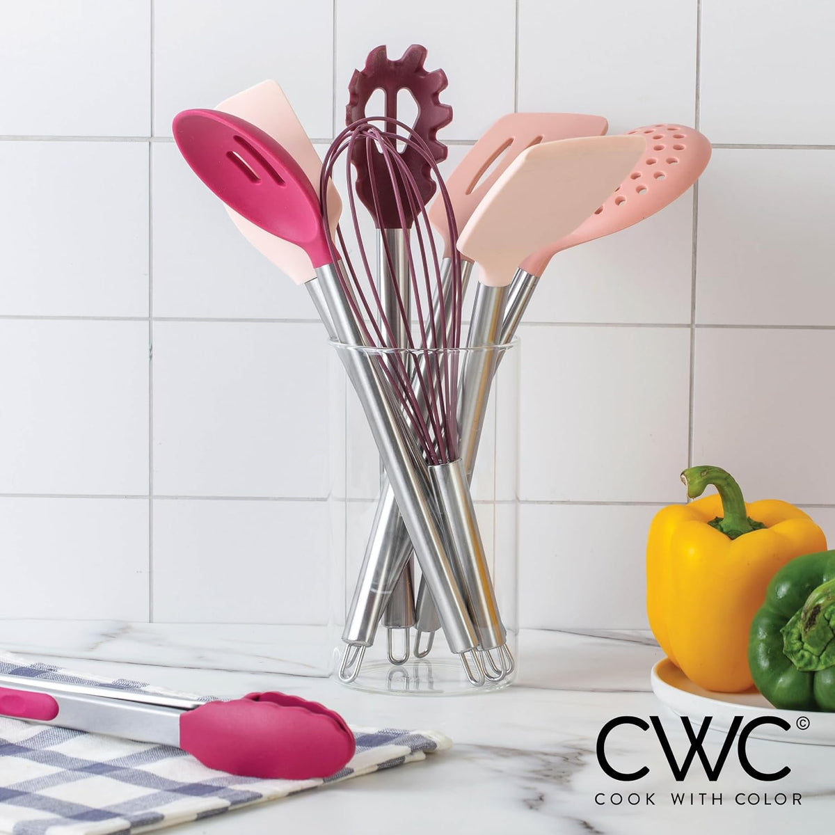 Silicone Cooking Utensils, Kitchen Utensil Set, Easy to Clean Silicone Kitchen Utensils, Cooking Utensils for Nonstick Cookware, Kitchen Gadgets Set, 10 Pieces, Rose