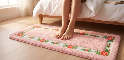 Pink Rose Area Rugs for Living Room Bedroom 17.71 x 47.24 Inch