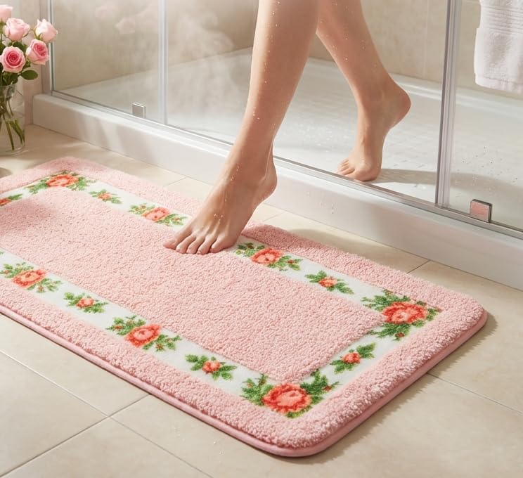 Pink Rose Area Rugs for Living Room Bedroom 17.71 x 47.24 Inch