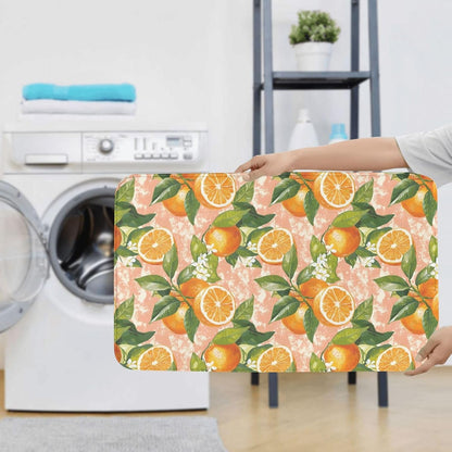 Bathroom Rugs Sets 3 Piece - Orange Light Pink Print Absorbent Non Slip Washable Bath Mats, U-Shape Toilet Lid Cover, Contour Mat, Soft Shower Mats Bath Rug Mat for Bathroom Tub Toilet