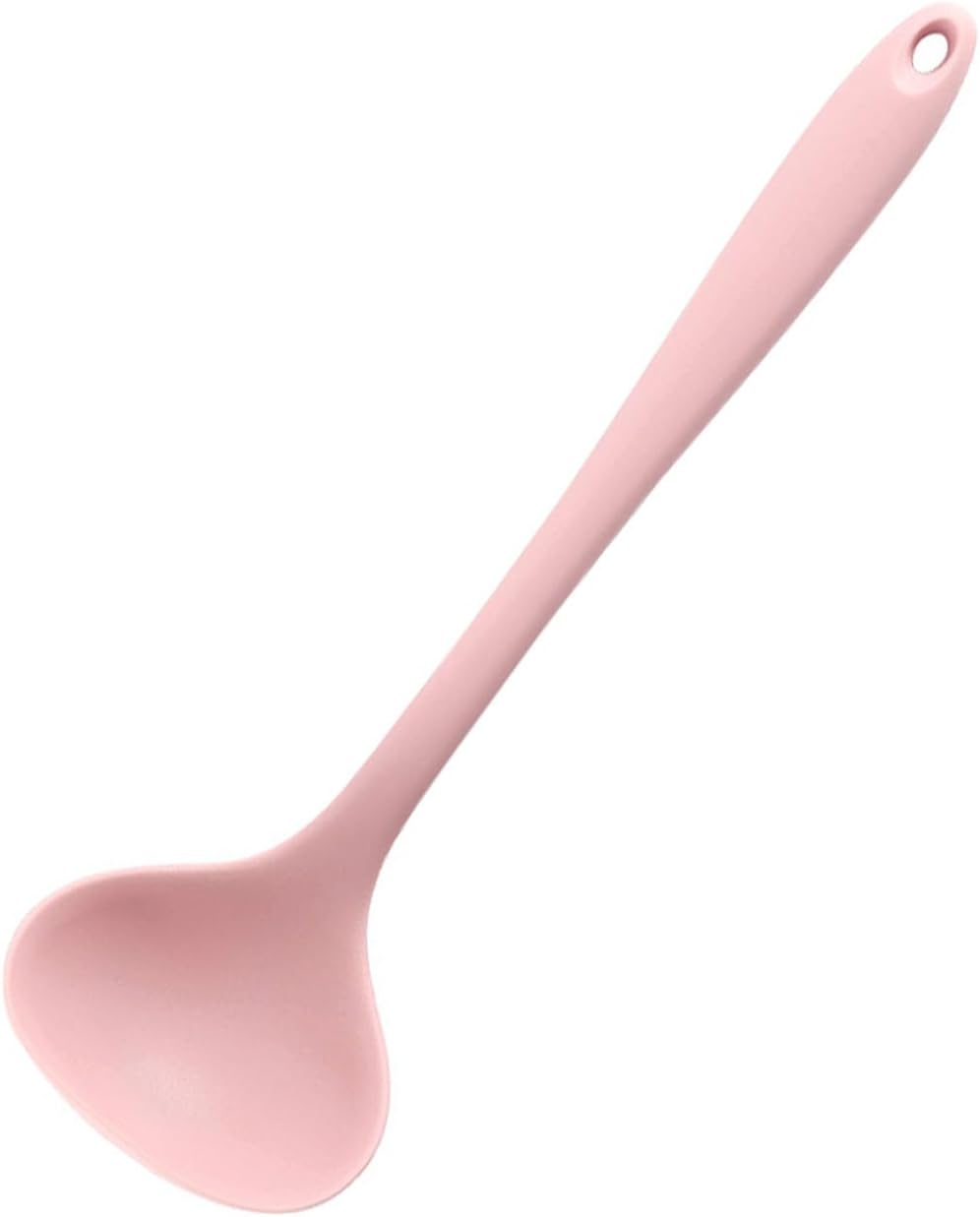 Silicone Soup Ladle Comfortable Grip 11.2in Heat Utensils for Home Kitchen (Pink)