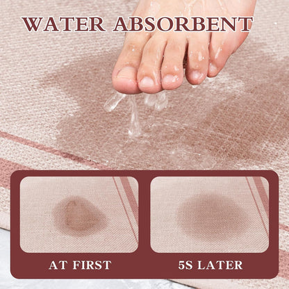Bathroom Rugs Mat 32x17, Ultra Thin Non Slip Bath Mat Quick Dry Absorbent Bath Mat for Bathroom Floor, (Light Pink, 32"x17")