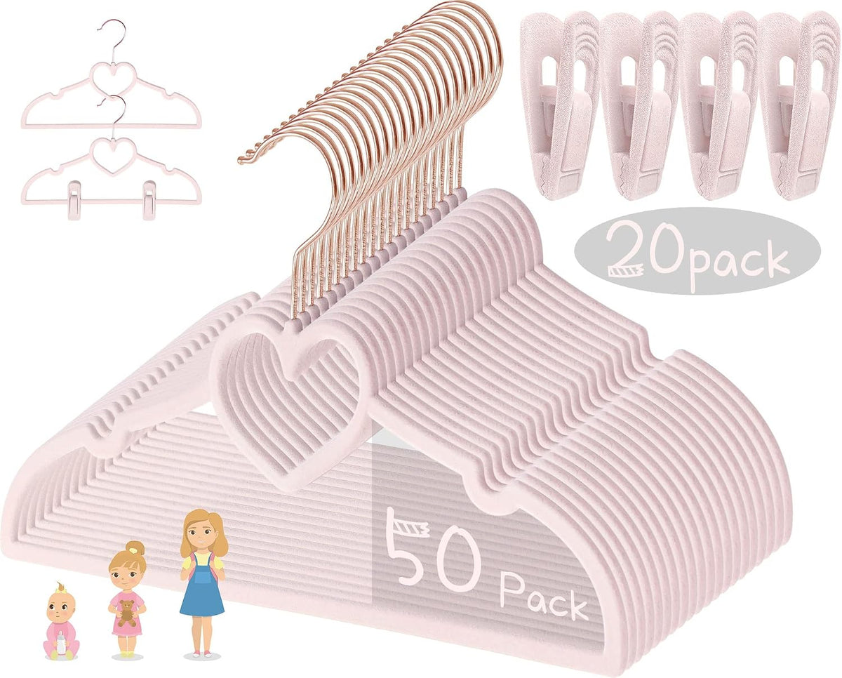 Velvet Baby Hangers, Kids Hangers with Clips for Toddler & Infant Clothes