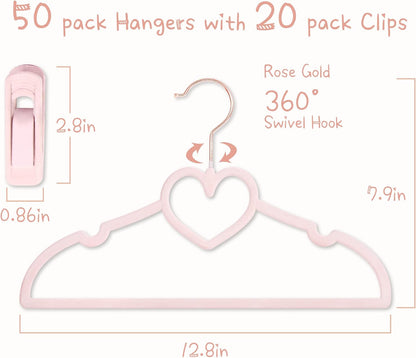 Velvet Baby Hangers, Kids Hangers with Clips for Toddler & Infant Clothes