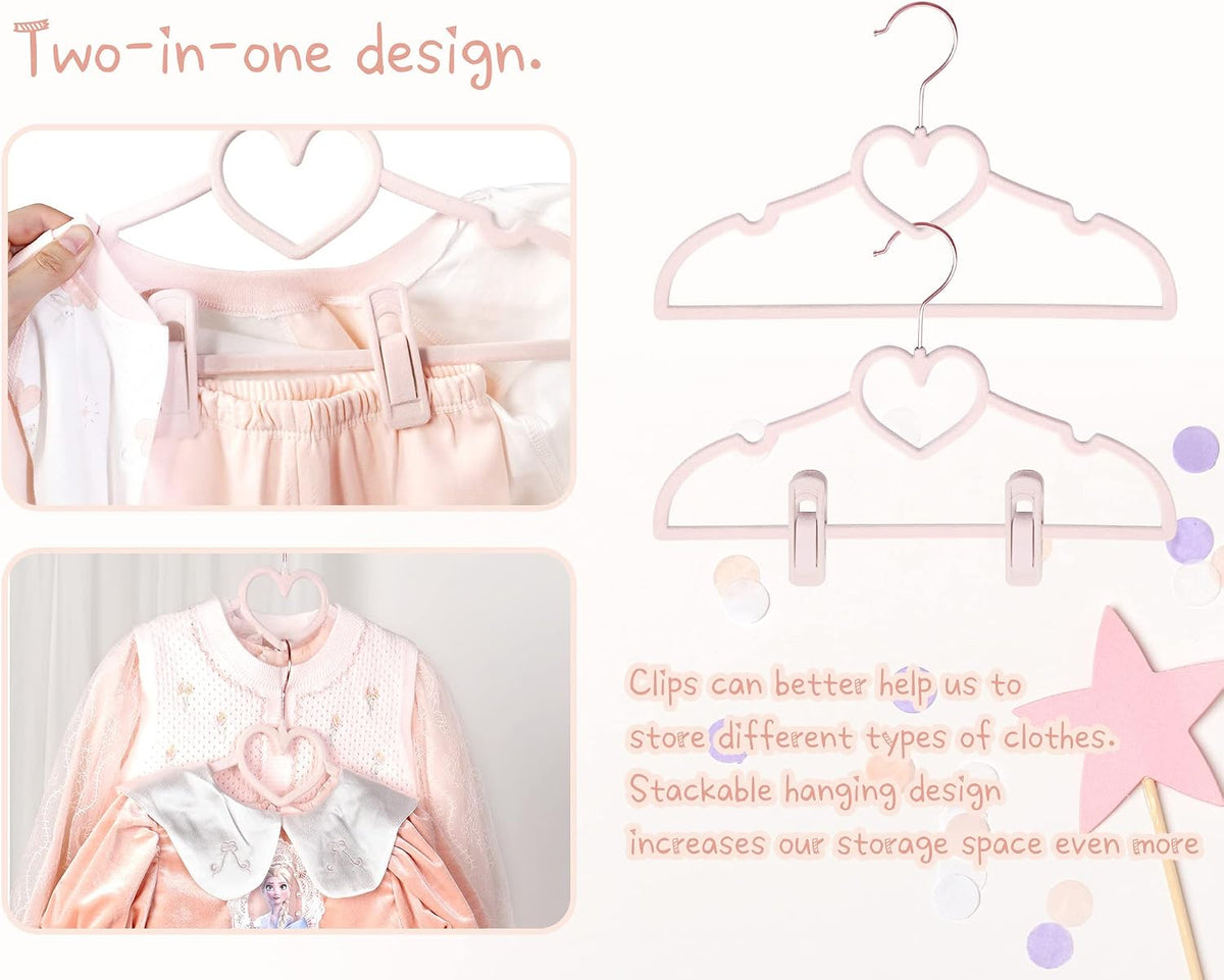 Velvet Baby Hangers, Kids Hangers with Clips for Toddler & Infant Clothes