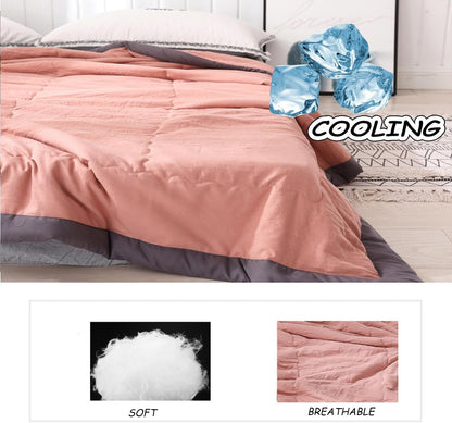 Ice Blanket for All-Season Lightweight Cooler Quilt for Hot Sleepers and Night Sweats Breathable Thin Comforter Cooling Double Sided Cold Effect Throw Blanket Bed (Pink,39''*55.12'')