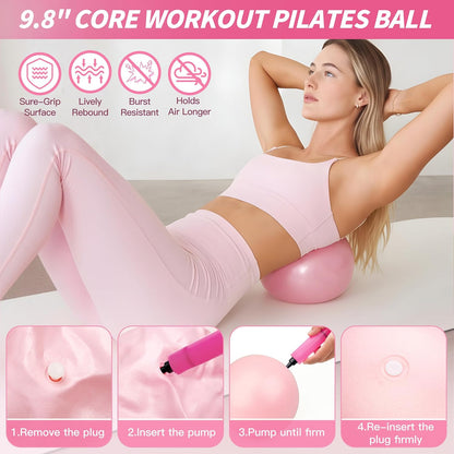 Pilates Kit, Home Pilates Workout Kit for Women, Pilates Equipment with 14.5" Pilates Ring and Ball, Resistance Bands, Dumbbells & Grip Socks for Home Workouts