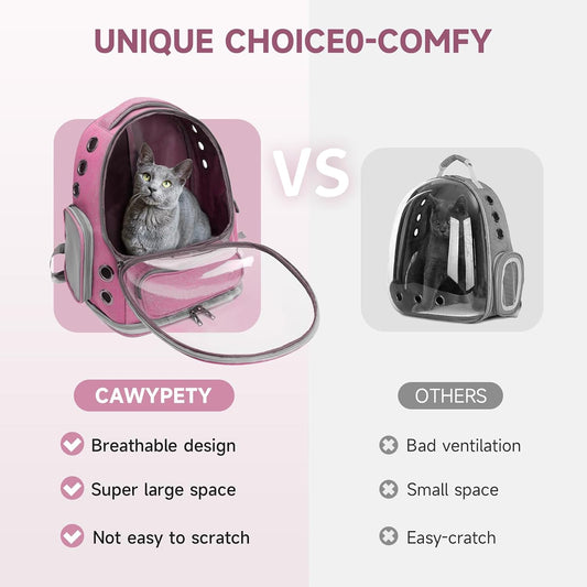 Cat Backpack Carrier Large Space Bubble Backpack up to 12lbs Pink