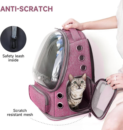 Cat Backpack Carrier Large Space Bubble Backpack up to 12lbs Pink