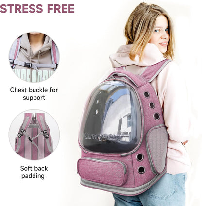 Cat Backpack Carrier Large Space Bubble Backpack up to 12lbs Pink
