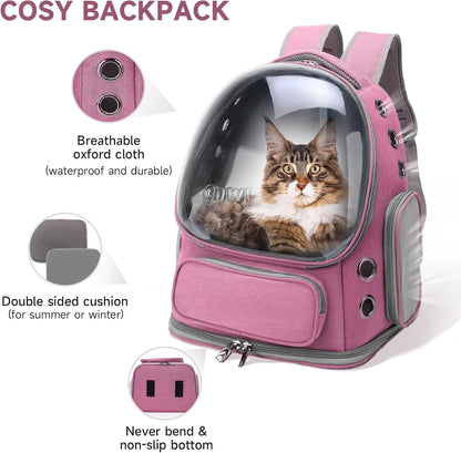 Cat Backpack Carrier Large Space Bubble Backpack up to 12lbs Pink