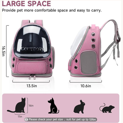 Cat Backpack Carrier Large Space Bubble Backpack up to 12lbs Pink