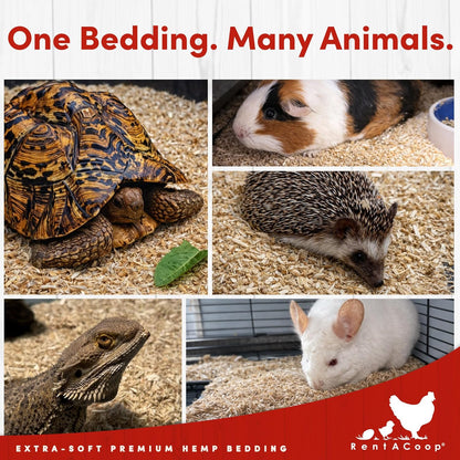 RentACoop Extra-Soft Premium Hemp Bedding 300L – Super Absorbent, Low Dust, Natural Odor Control for Chicken Coops, Nest Boxes, Small Animals, Reptiles & Horses