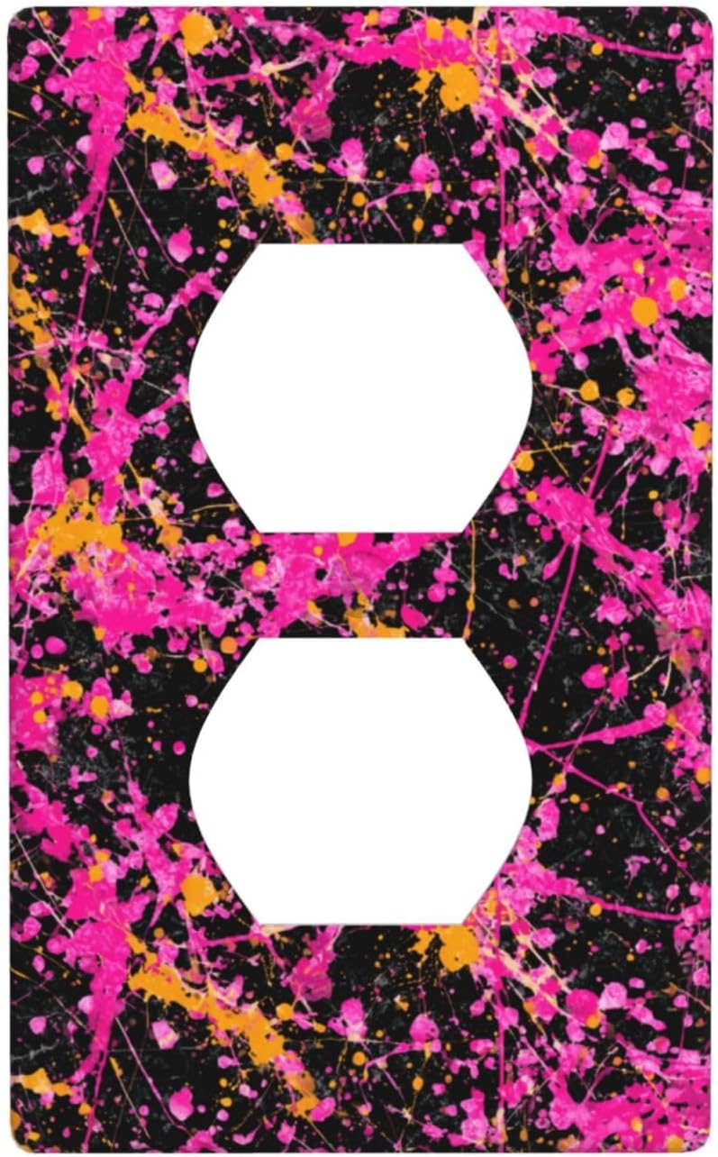 Neon Pink Abstract Paint Splatter Outlet Cover Light Switch Cover Decorative 1 Gang Wall Plate For Kitchen Room Bathroom Size 4.5" X 2.75"