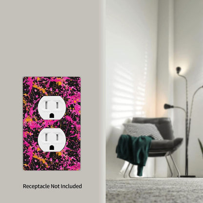 Neon Pink Abstract Paint Splatter Outlet Cover Light Switch Cover Decorative 1 Gang Wall Plate For Kitchen Room Bathroom Size 4.5" X 2.75"