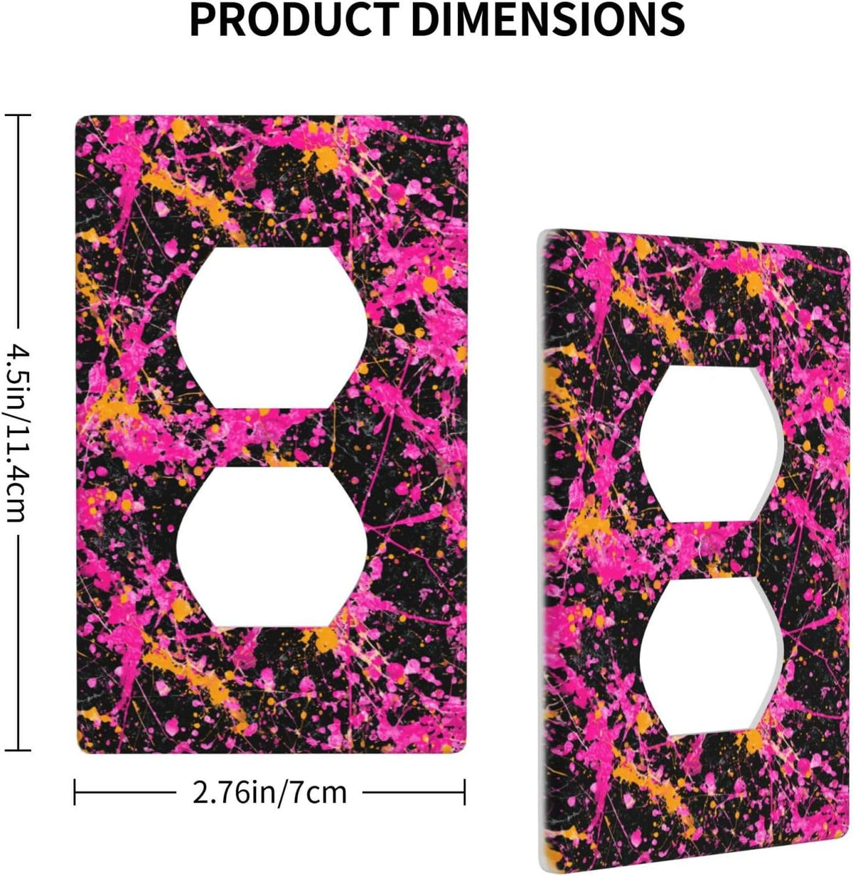 Neon Pink Abstract Paint Splatter Outlet Cover Light Switch Cover Decorative 1 Gang Wall Plate For Kitchen Room Bathroom Size 4.5" X 2.75"