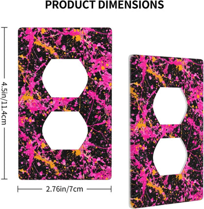 Neon Pink Abstract Paint Splatter Outlet Cover Light Switch Cover Decorative 1 Gang Wall Plate For Kitchen Room Bathroom Size 4.5" X 2.75"