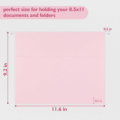 25 Packs Hanging File Folders,Cherry Pink Hanging File Folders Letter Size,Hanging Folders with 1/5-cut Tabs,Hanging Folders for Filing Cabinets, File Organizer Folder for Office,School,Home