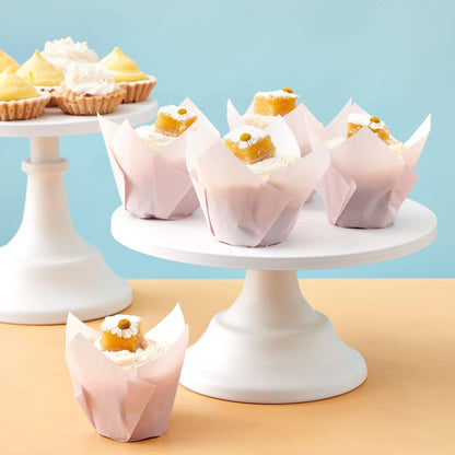 Tulip Cupcake Liners - Elegant Tulip Design & Wedding Cupcake Liners - Moisture-Retaining Cute Muffin Cups - Easy-Cleanup Baking Cups - 100 Pack, Pink, 2 x 2 in Base, 2.5-3.5 in Height