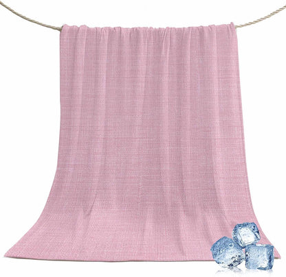 40"x60" Lap Cooling Blanket Pink Linen Texture Ice Silk Lightweight Breathable Soft Summer Blanket for Hot Sleepers Couch Bed Sofa Camping Farmhouse Solid Color