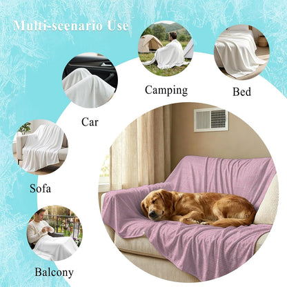 40"x60" Lap Cooling Blanket Pink Linen Texture Ice Silk Lightweight Breathable Soft Summer Blanket for Hot Sleepers Couch Bed Sofa Camping Farmhouse Solid Color