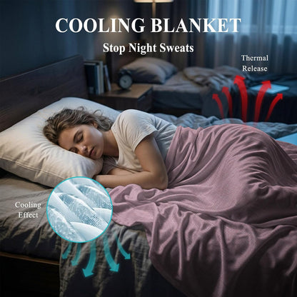 40"x60" Lap Cooling Blanket Pink Linen Texture Ice Silk Lightweight Breathable Soft Summer Blanket for Hot Sleepers Couch Bed Sofa Camping Farmhouse Solid Color