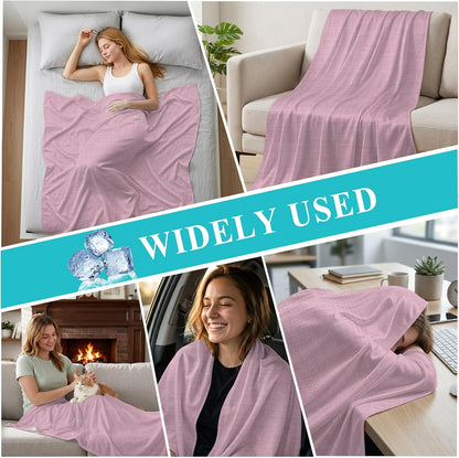 40"x60" Lap Cooling Blanket Pink Linen Texture Ice Silk Lightweight Breathable Soft Summer Blanket for Hot Sleepers Couch Bed Sofa Camping Farmhouse Solid Color