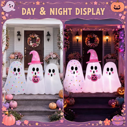6ft Tall Pink Halloween Inflatable Pastel Ghost Outdoor Decoration