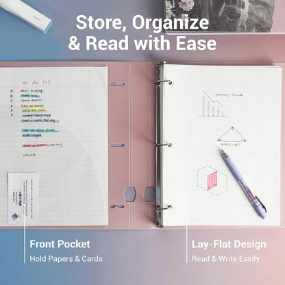 1 Inch 3 Ring Binder, D-Ring Binder Holds 250 Sheets, PP Cover with Writable Spine Label, Lay-Flat Design, Letter Size 8.5x11, Lightweight for School, Office & Home Organization, 1 Pack, Pink