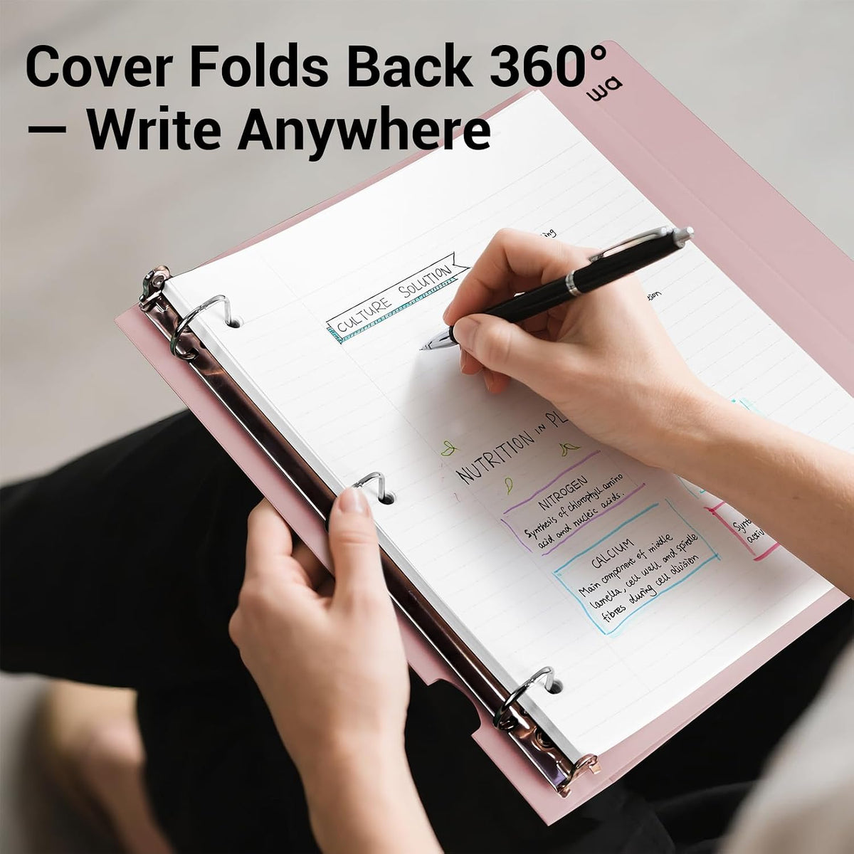 1 Inch 3 Ring Binder, D-Ring Binder Holds 250 Sheets, PP Cover with Writable Spine Label, Lay-Flat Design, Letter Size 8.5x11, Lightweight for School, Office & Home Organization, 1 Pack, Pink