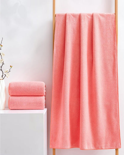 Towels 3 Piece Very Soft Microfiber Bath Towel Set Super Absorbent Light Quick Dry and Durable, 55" L x 27" W, 3 Pack Pink Red