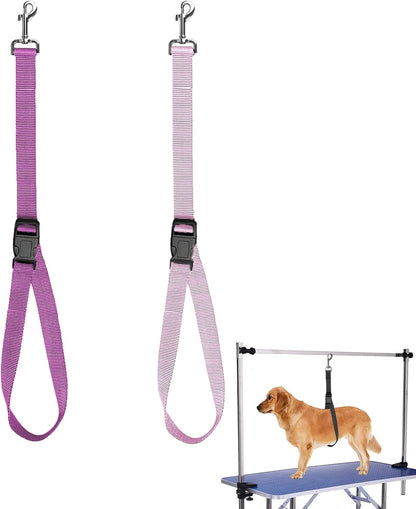 Dog Bath Tether Dog Grooming Loop Noose Dog Bathing Safety Tether Straps Adjustable Nylon Grooming Noose Accessories Extension for Pet GroomingTable (Pink)