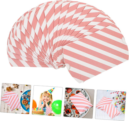 COLLBATH 20Pcs Pink Striped Gift Pillow Boxes for Snacks Candy Desserts Packaging Treat Boxes for Bakery Home Gift Shop Wedding Favor Party Supplies