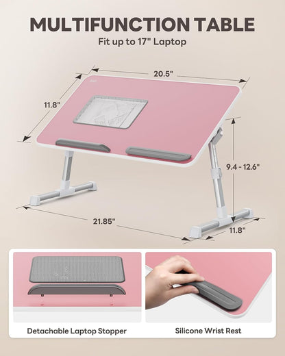 Laptop Desk for Bed with Cooling Fan, Height & Angle Laptop Stand