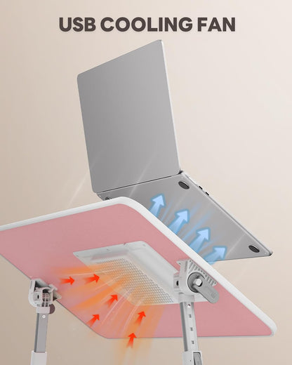 Laptop Desk for Bed with Cooling Fan, Height & Angle Laptop Stand
