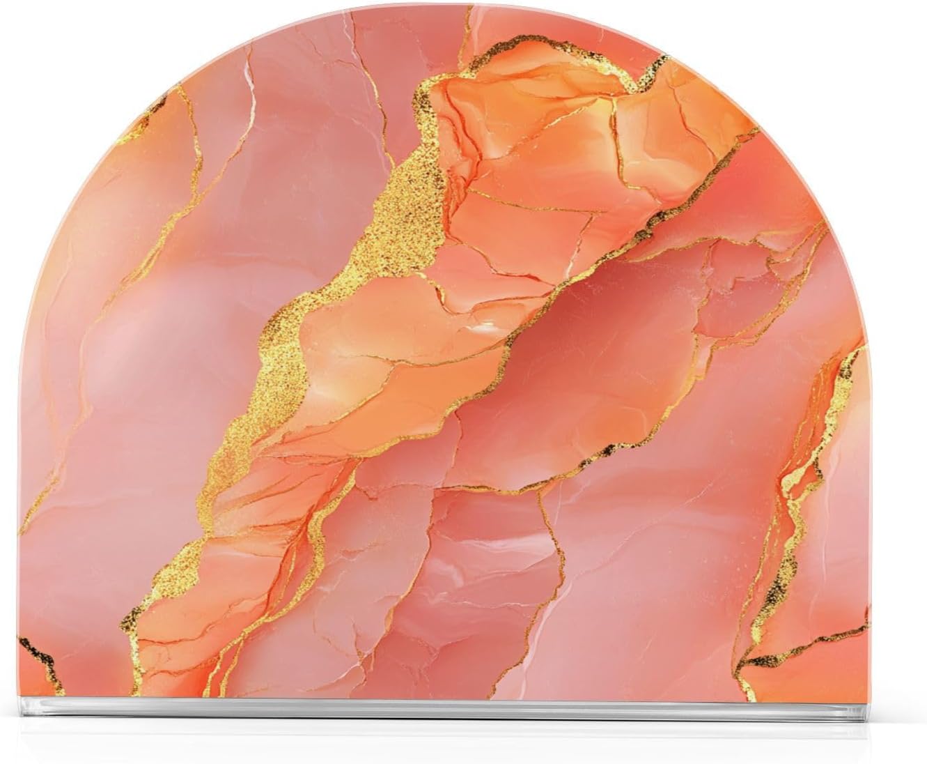 Acrylic Napkin Holder 2 Pack Holds 50-60 Napkins One-Piecing Molding Napkin Fit Kitchen & Dining Table Sturdy & durables Marble Peach Gold
