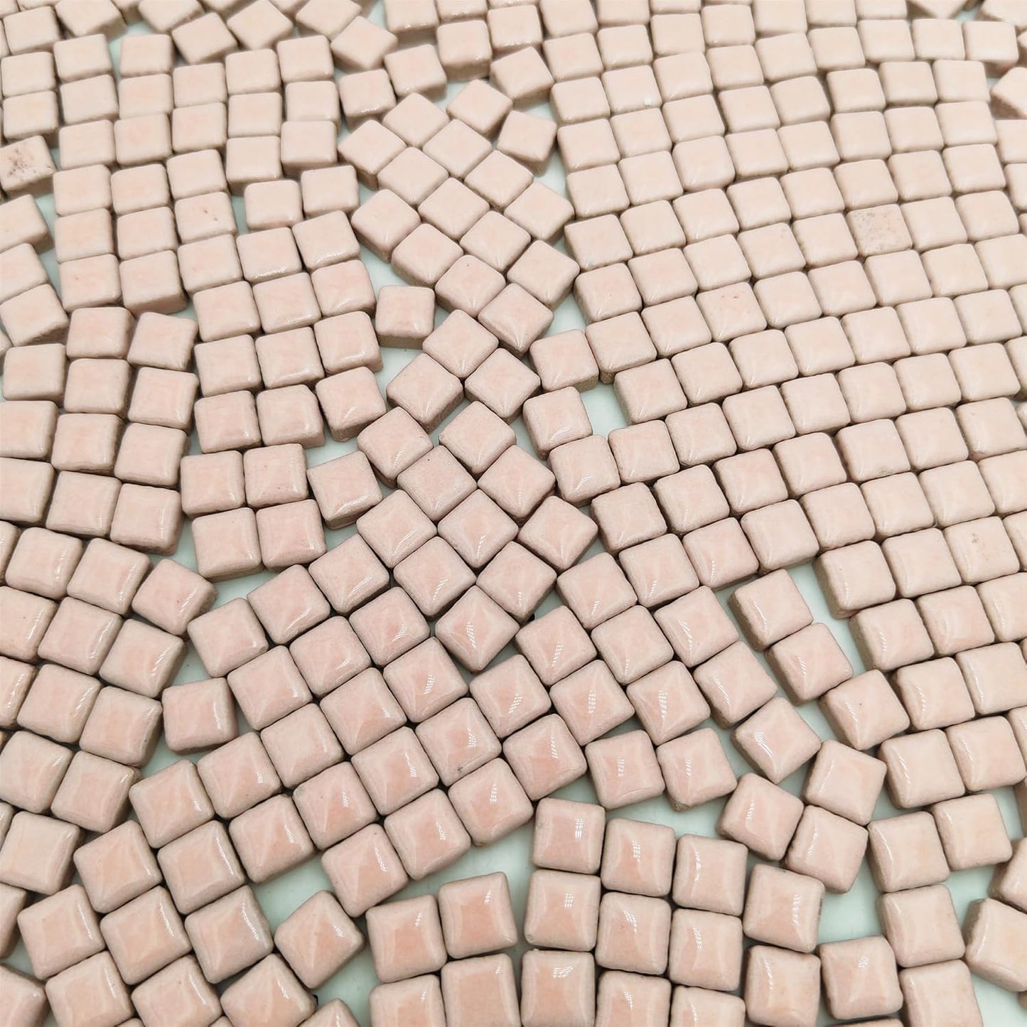 500PCS / 1.1LB Square Ceramic Mosaic Tiles, 0.4 x 0.4 inch Handmade Making Creative Micro Mosaic Tiles for DIY Art and Home Decorations (Pink)