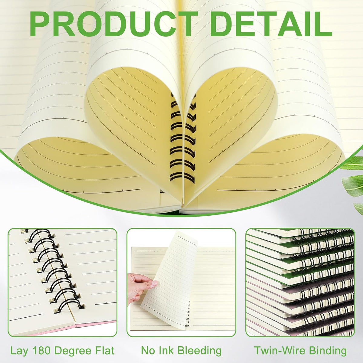18 Pcs Spiral Notebooks, 1 Subject, Wide Ruled, Pink,Light Green