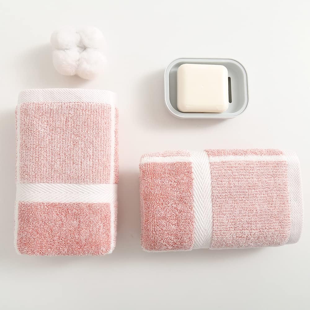Pink Hand Towel Set of 2 100% Cotton Checkered Pattern Super Soft Highly Absorbent Decorative Hand Towels for Bathroom 13 x 29 Inch