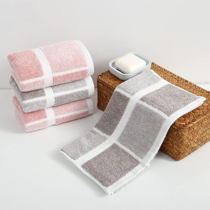 Pink Hand Towel Set of 2 100% Cotton Checkered Pattern Super Soft Highly Absorbent Decorative Hand Towels for Bathroom 13 x 29 Inch