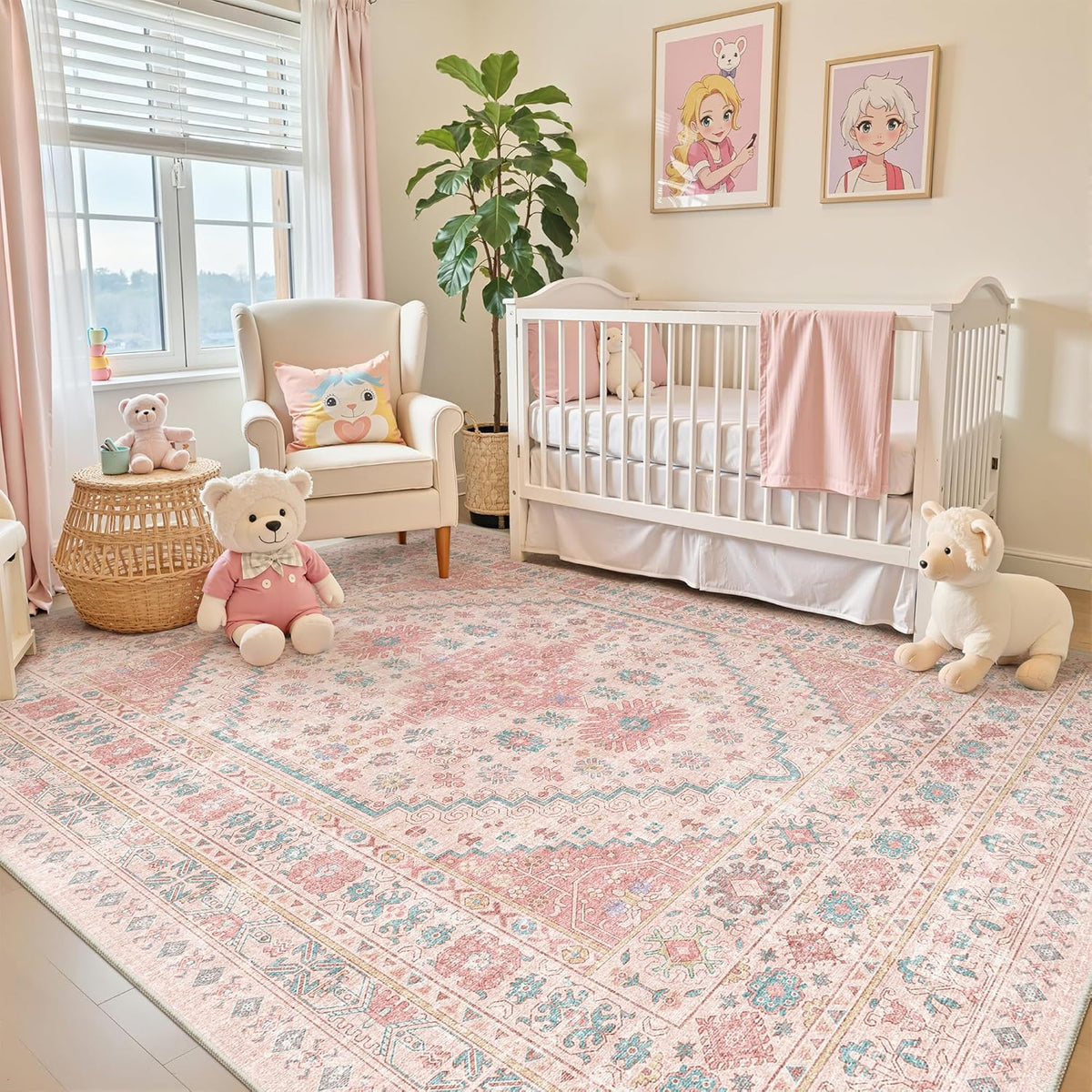 Pink Rugs for Bedroom-5x7 Area Rugs for Living Room,Girls Room