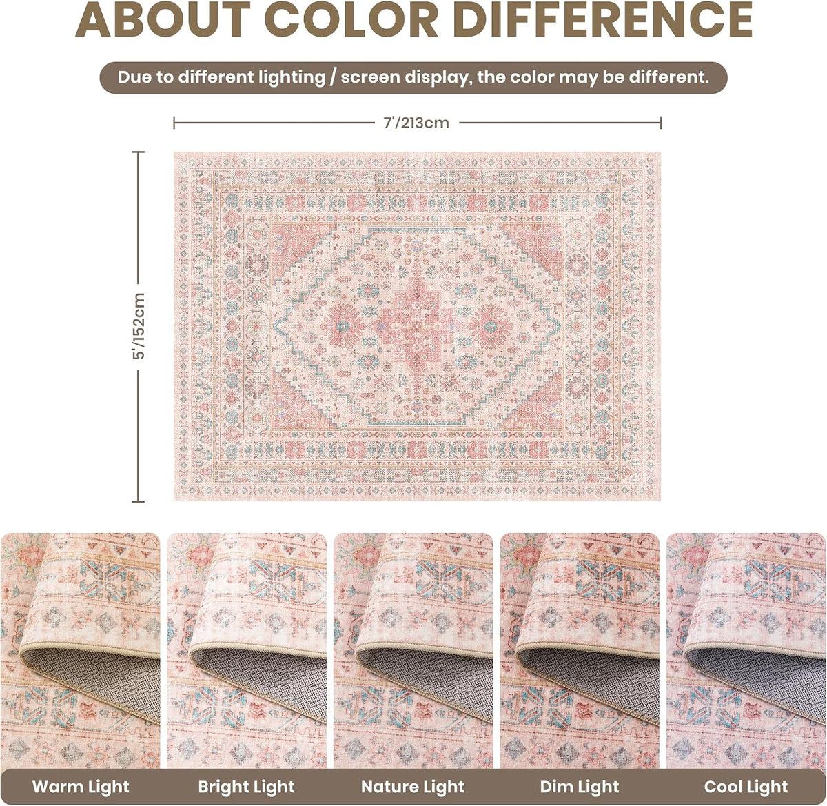 Pink Rugs for Bedroom-5x7 Area Rugs for Living Room,Girls Room