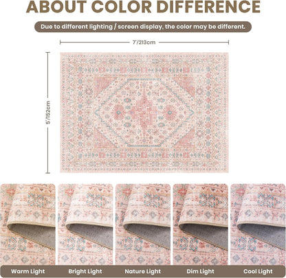 Pink Rugs for Bedroom-5x7 Area Rugs for Living Room,Girls Room