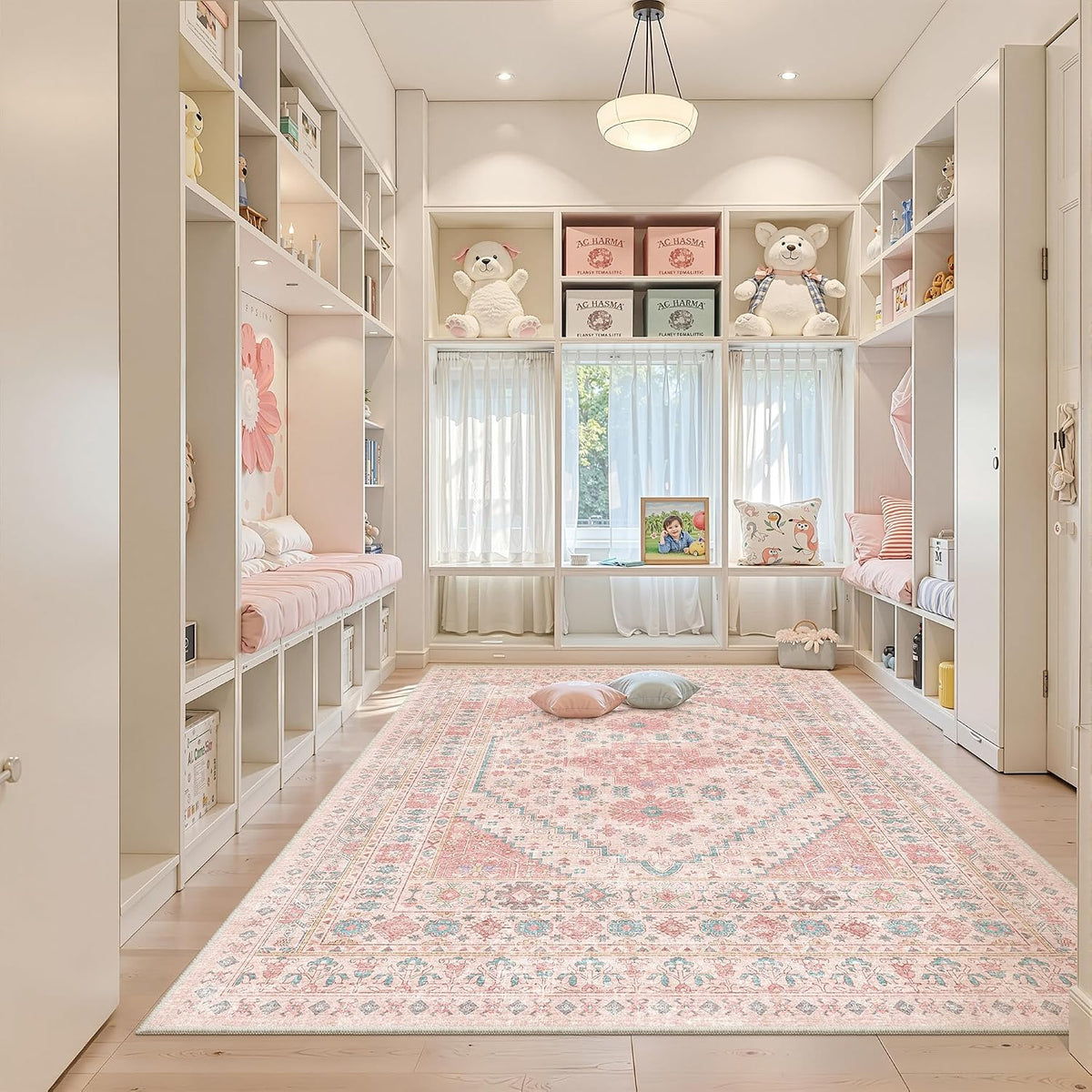 Pink Rugs for Bedroom-5x7 Area Rugs for Living Room,Girls Room