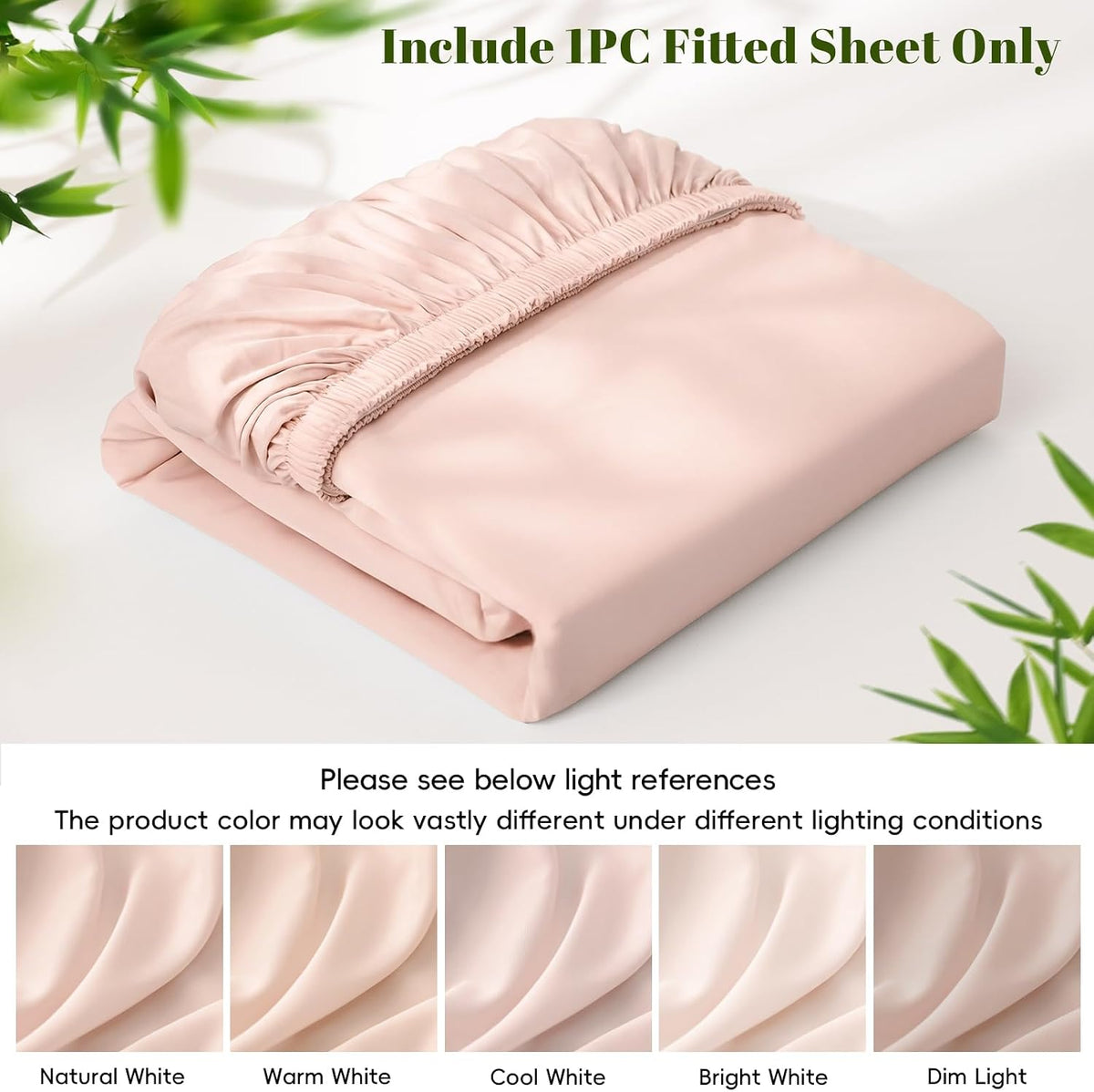 100% Rayon Derived from Bamboo Fitted Sheet Twin Size, 16" Deep Pocket,2.5cm Wider Strong Elastic Easy Fit, Breathable Silky Soft Skin-Friendly for Hot Sleeper,39"x 75",Peach Blush,No Pillowcases