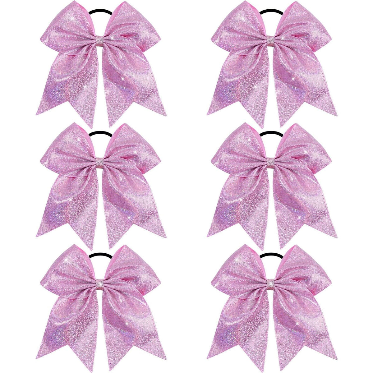 6PCS Glitter Cheer Hair Bows for Cheerleading