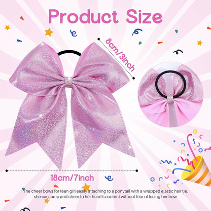 6PCS Glitter Cheer Hair Bows for Cheerleading